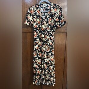 Rose Floral Wrap Dress Sz small